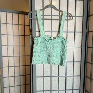 American Eagle Outfitters Light Green Ruffled Crop Top